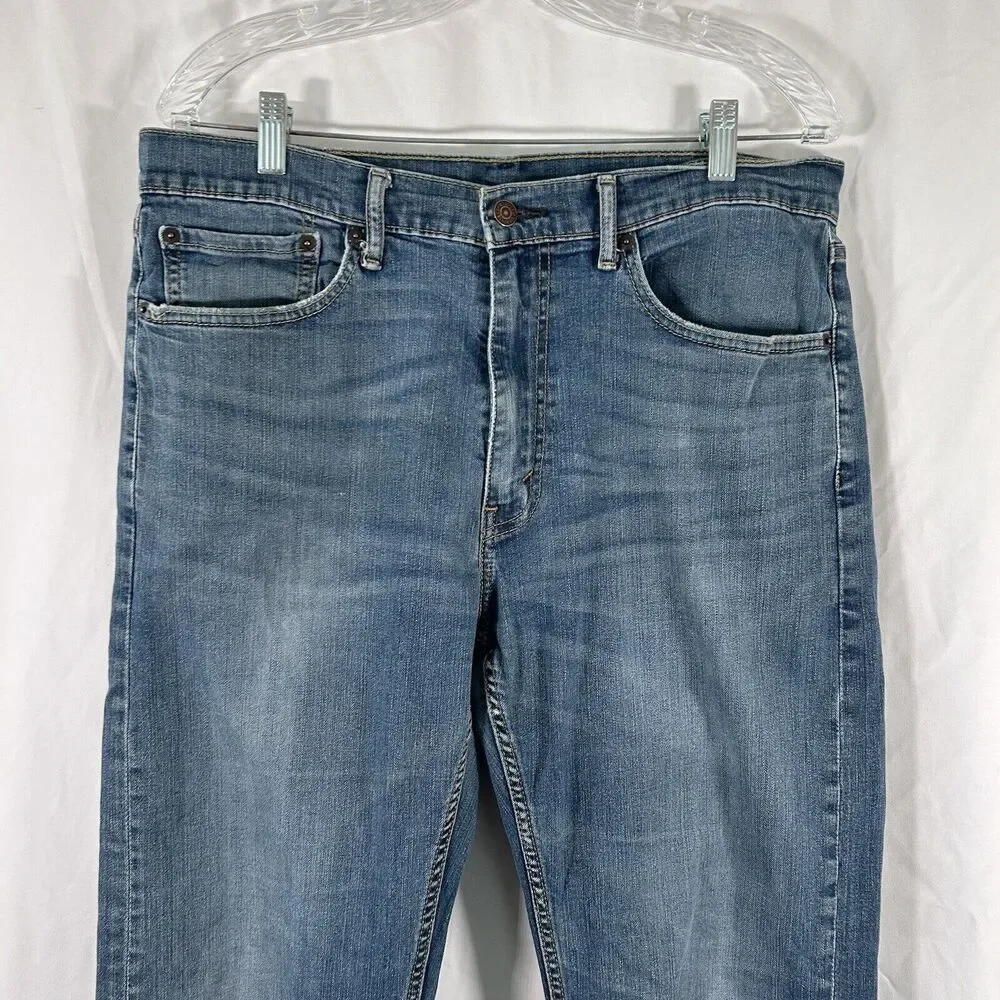 Levis 505 Jeans Men's 36x32 Medium Wash Denim Pockets Button Zip Cotton Blend